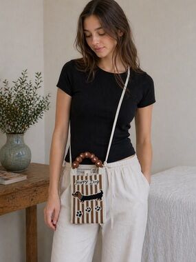 Knit Wiener Dog Phone Bag Mini Crossbody With Detachable Strap